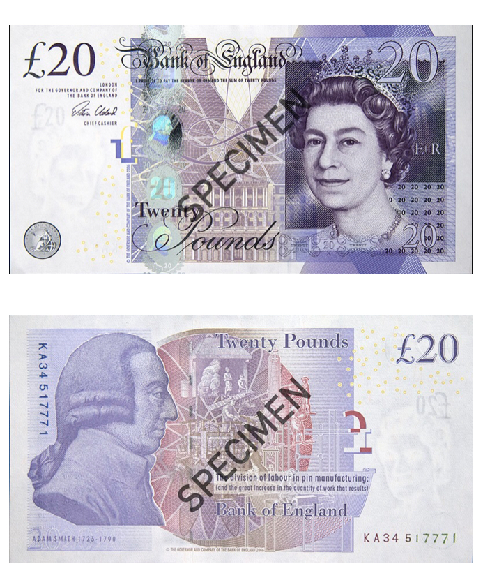 イギリス　20ポンド　新紙幣